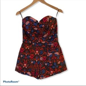 H&M strapless floral fitted romper